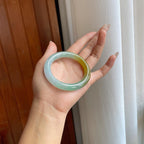 糯冰黄翡翡翠圆条手镯（53.4mm）（yc272839）