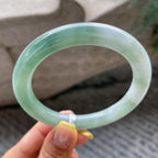 大圈口    细糯种油青色圆条手镯58.9圈      天然缅甸A货翡翠（yc366496）