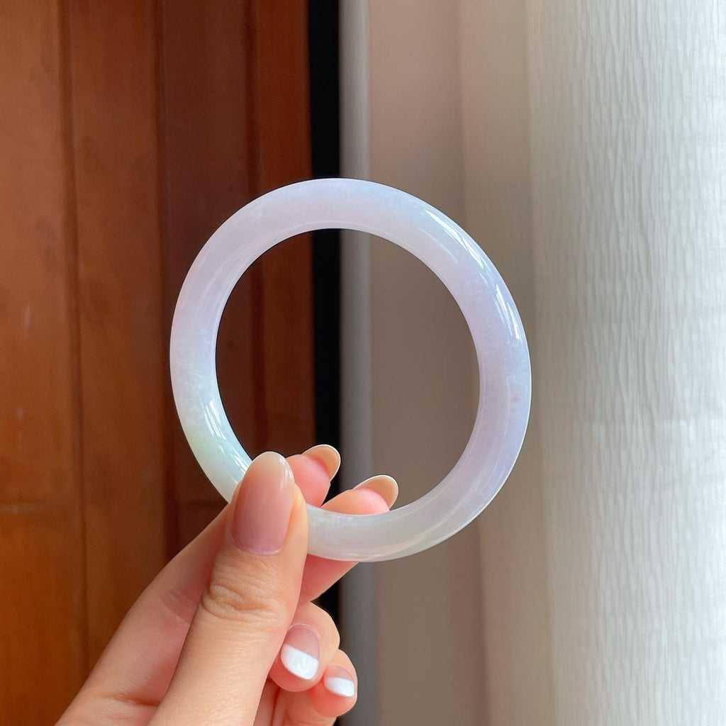 糯冰春带彩翡翠圆条手镯（56.2mm)（yc374043）