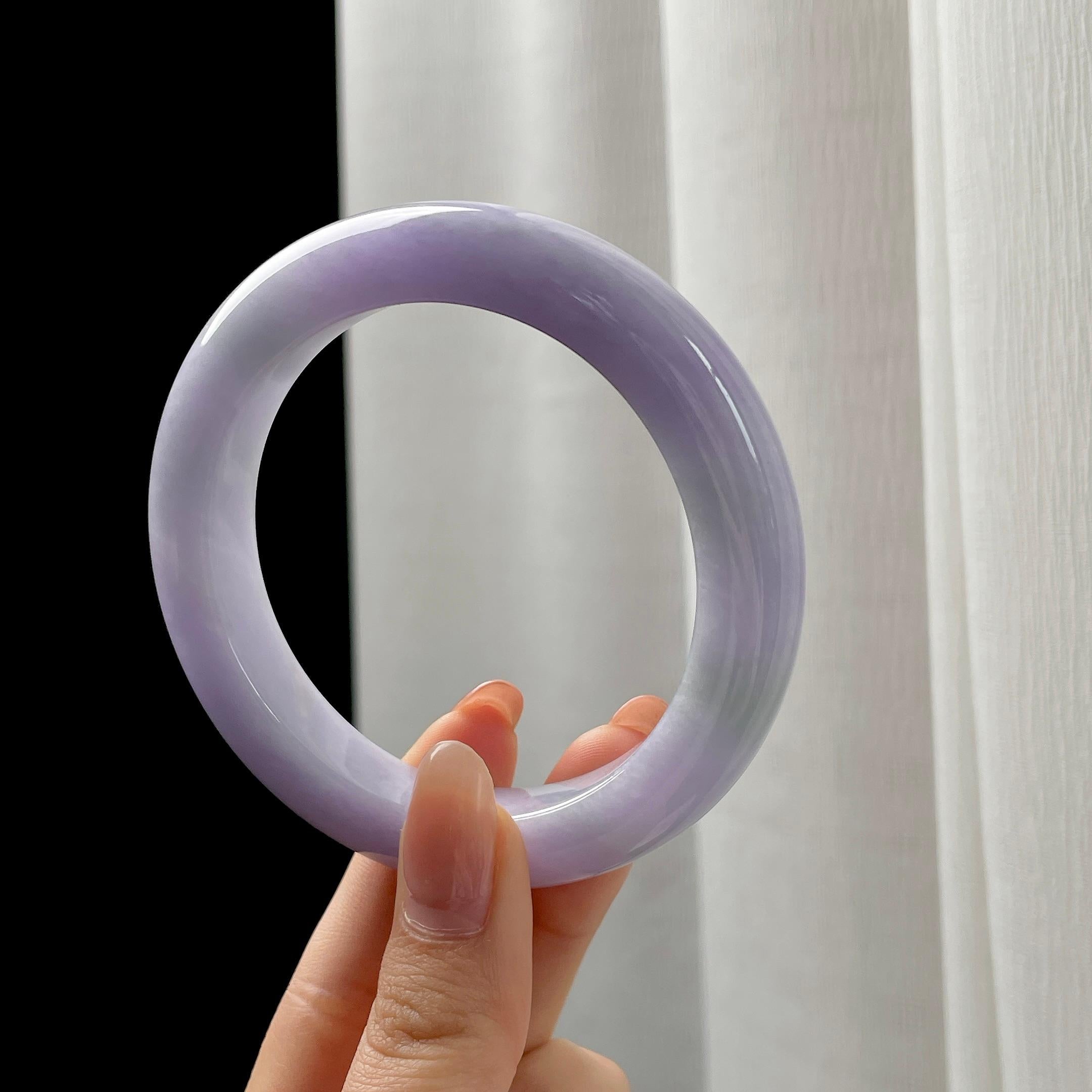 糯冰春带彩翡翠平安镯（58.3mm)（yc348970）