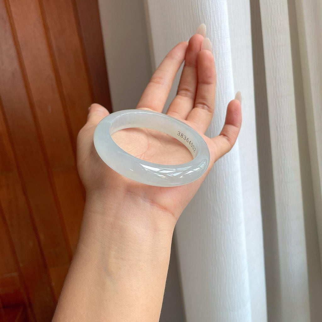 冰种淡底色翡翠平安镯（55mm）（yc266505）