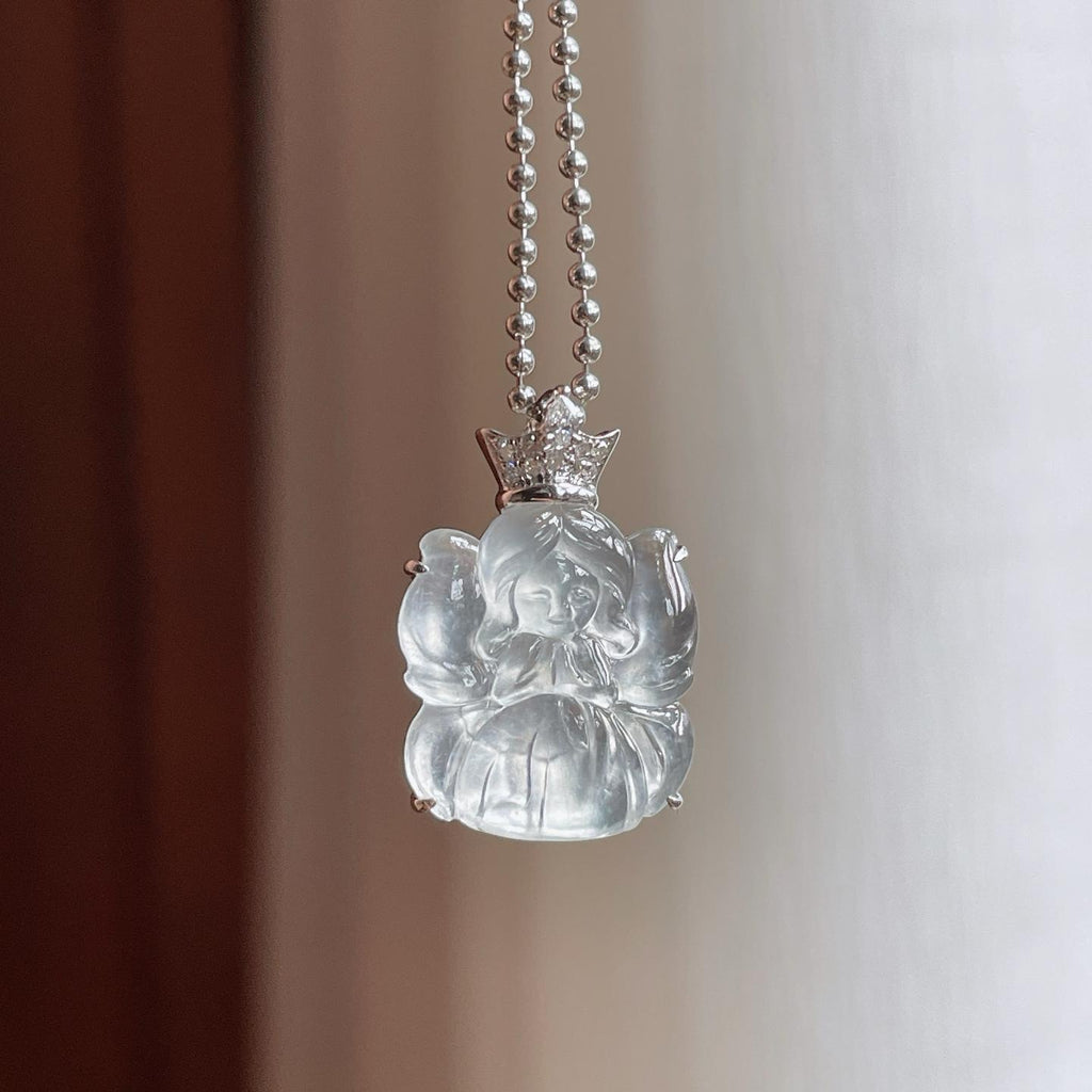 18k金镶玻璃种翡翠天使（yc248548）