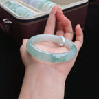 糯冰飘花正圈翡翠手镯（56mm）（yc017399）