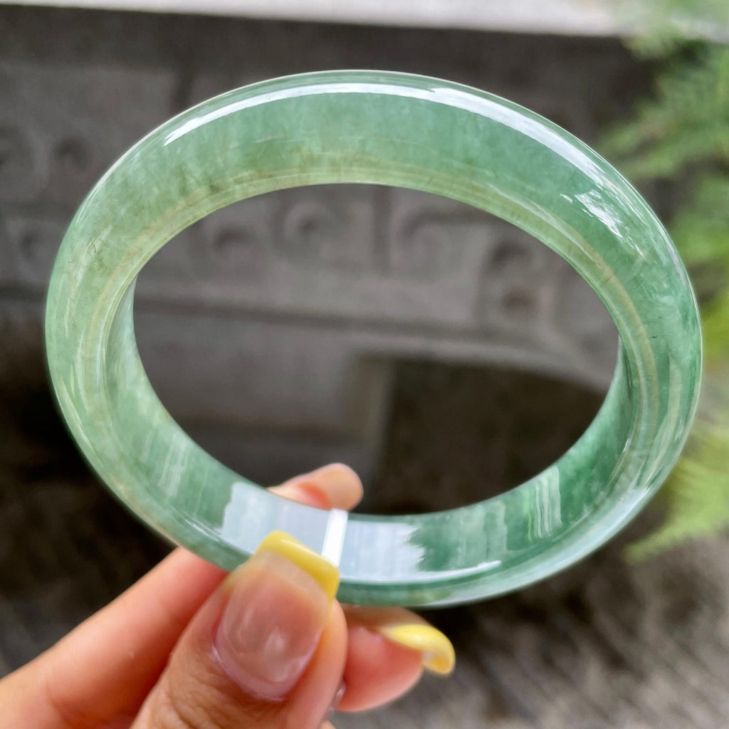 细糯种油青色正圈平安镯56圈         天然缅甸A货翡翠（yc389226）
