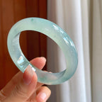 冰种飘花翡翠平安镯（57mm）（yc310932）