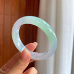 糯冰淡春彩底翡翠平安镯（55.5mm）（yc411305）