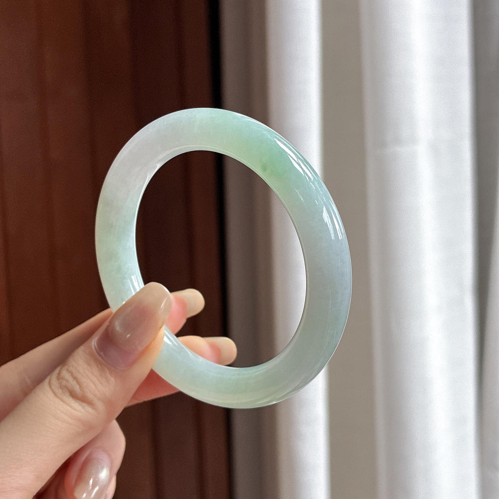 细糯种晴底圆条手镯 51圈 天然缅甸A货翡翠（yc466538）
