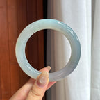大圈口 糯冰淡紫罗兰圆条手镯 58圈 天然缅甸A货翡翠（yc457224）