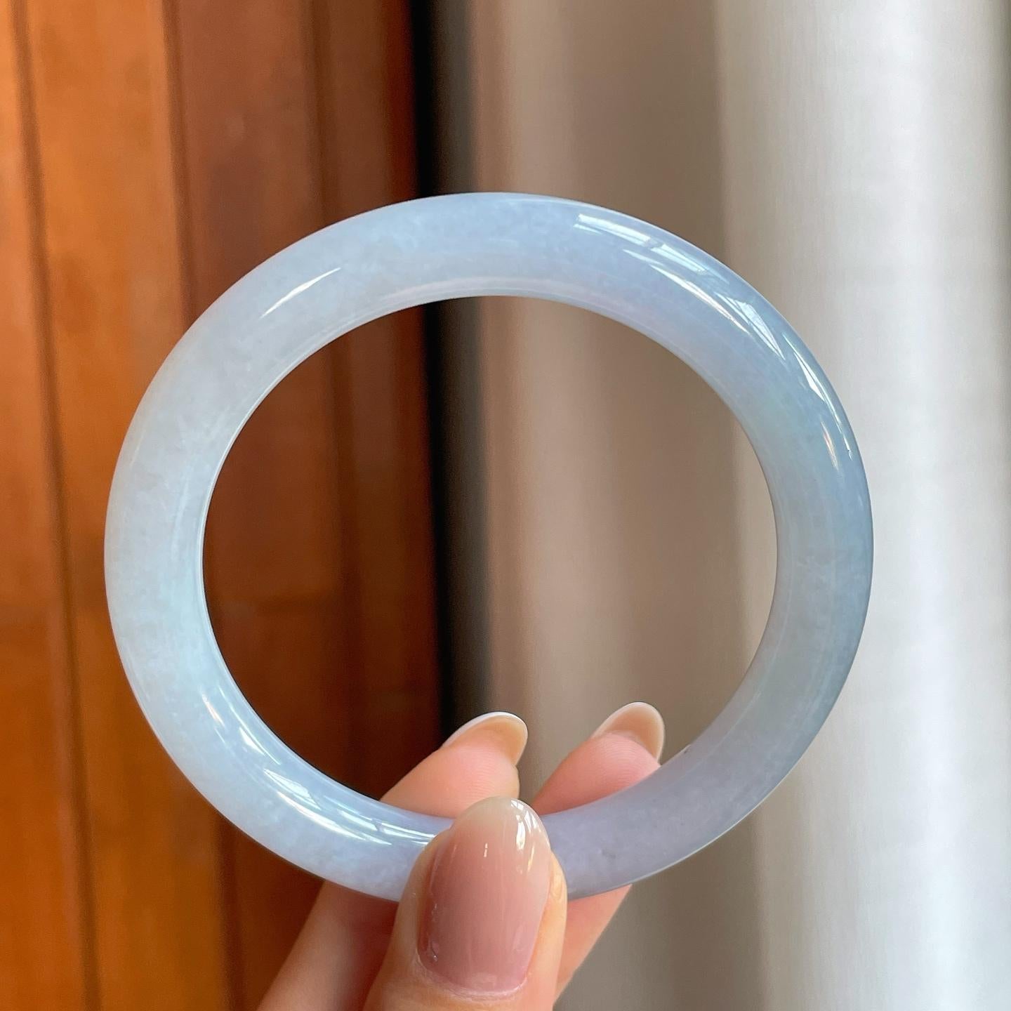 糯冰紫罗兰翡翠圆条手镯（55mm)（yc373308）