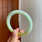 糯冰黄翡圆条翡翠手镯（57mm）（yc375385）