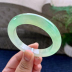 糯冰种黄加绿泥鳅背手镯（53mm）（yc233904）