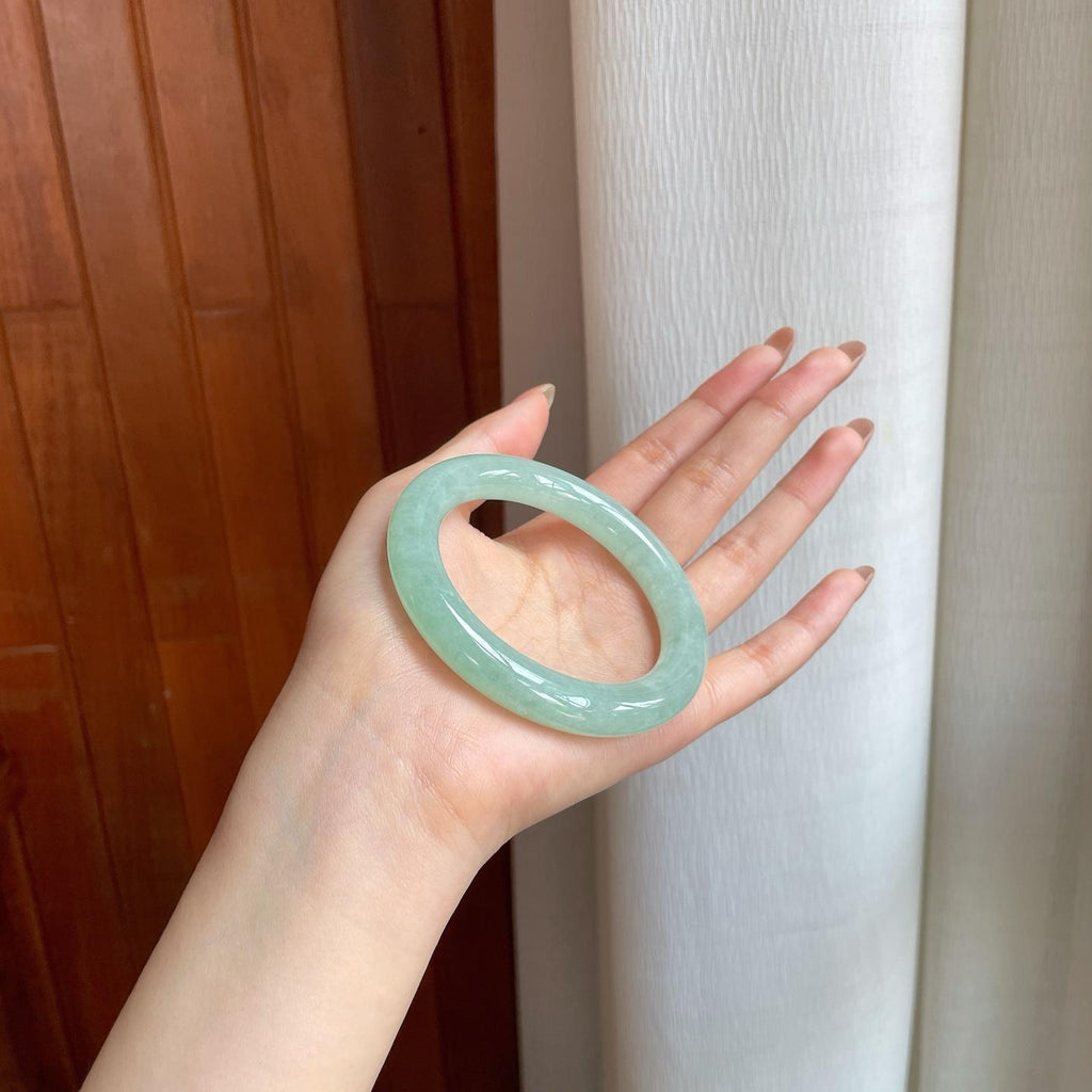 冰种晴水翡翠圆条手镯（54.3mm)（yc370374）