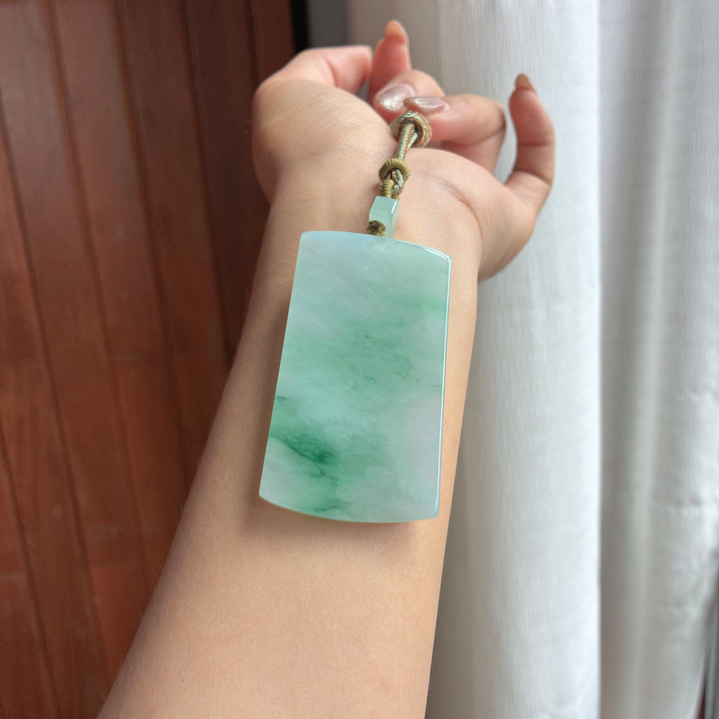 糯冰飘花无事牌 天然缅甸A货翡翠（yc459925）