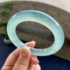 冰种蓝水飘花圆条手镯（58mm）（yc249469）