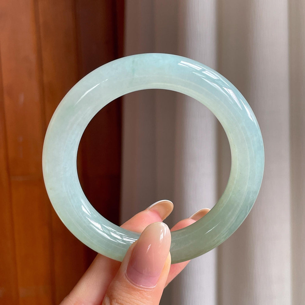 糯冰黄翡翡翠圆条手镯（53mm)（yc414705）