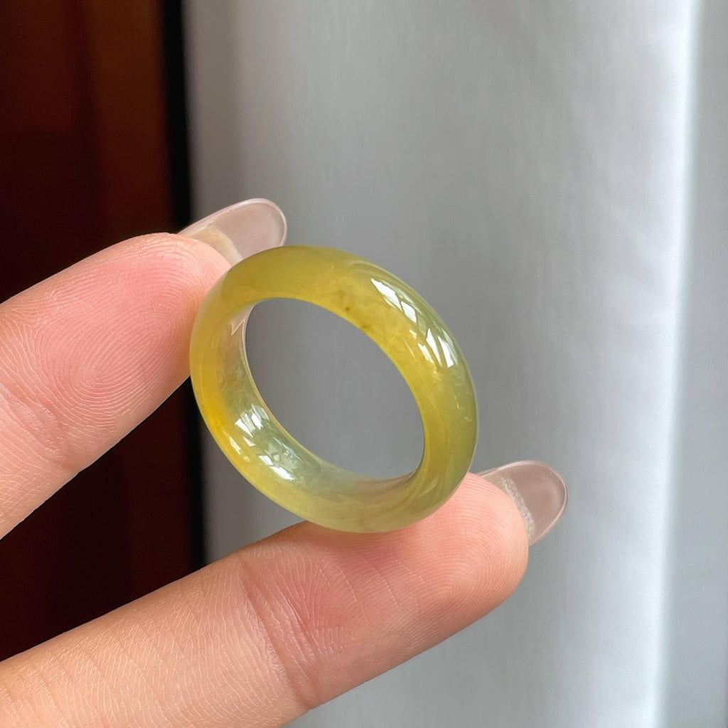 糯冰黄翡翡翠戒圈（yc246169）