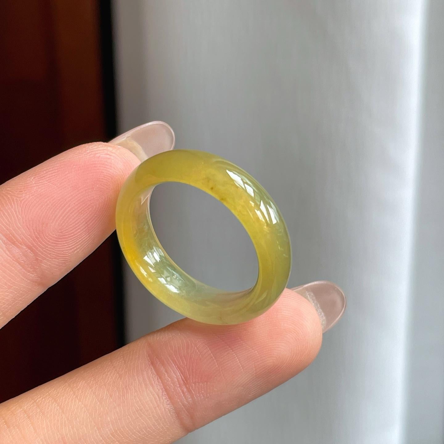 糯冰黄翡翡翠戒圈（yc246169）