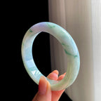 糯冰飘花带紫翡翠平安镯（57.5mm）（yc346536）