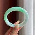 糯冰带色正圈平安镯 58圈 天然缅甸A货翡翠（yc532641）