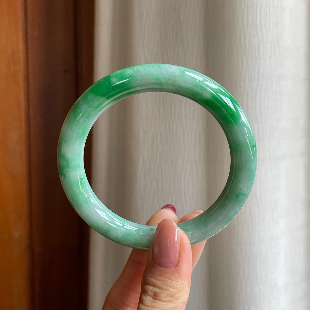 糯冰带底色翡翠美人条手镯（54.6mm）（yc295808）