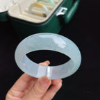 冰种蓝底飘花宽版正圈翡翠手镯（60.5mm）（yc017035）