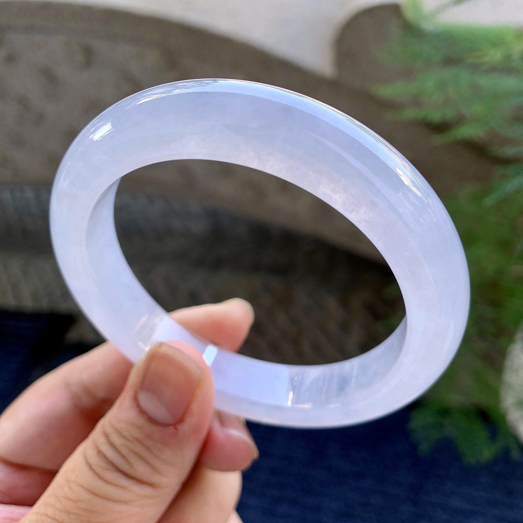 糯冰种淡紫罗兰平安镯（57mm）（yc249436）