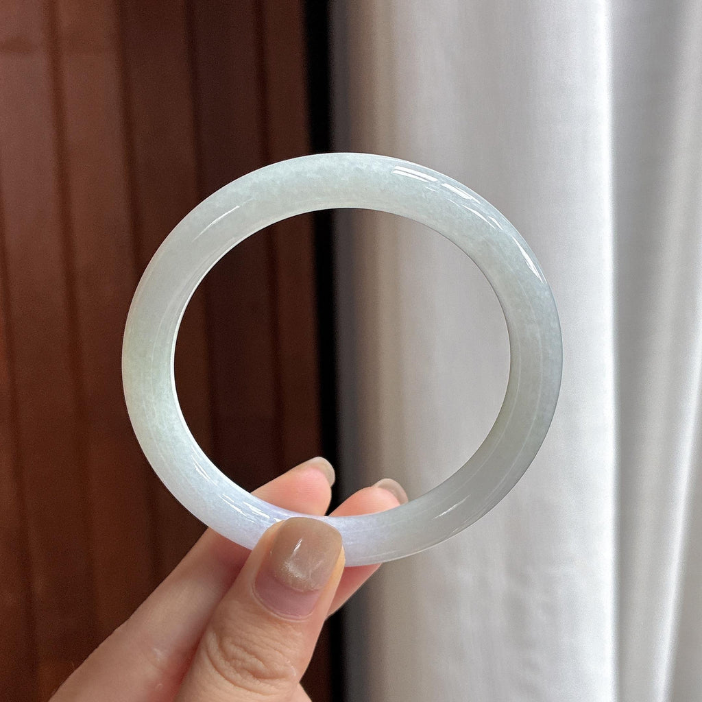 细糯种淡紫罗兰圆条手镯 57圈 天然缅甸A货翡翠（yc483609）