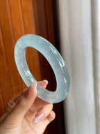 冰玻种雪花棉圆条翡翠手镯（56.7mm）（yc220805）