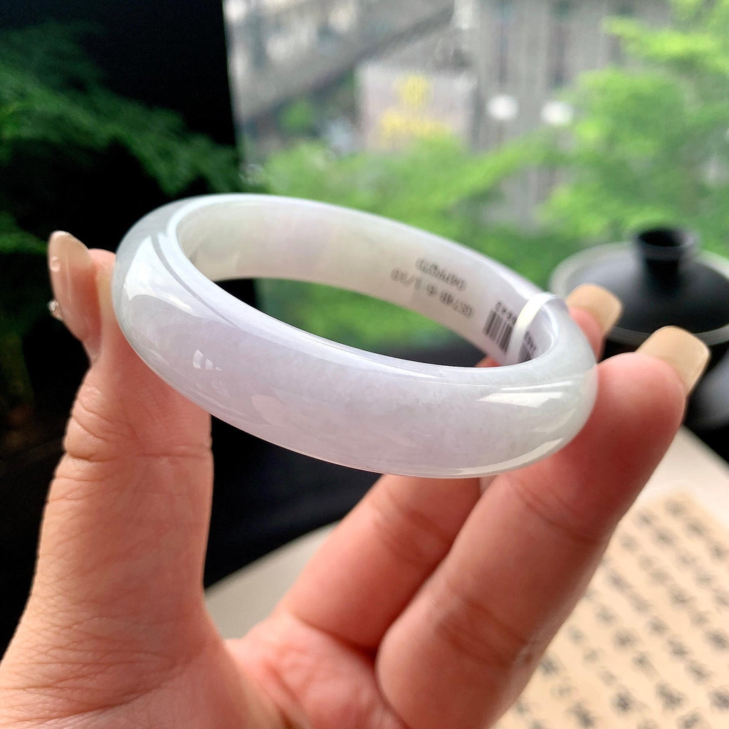 小圈口 细糯种淡紫罗兰正圈平安镯 50.3圈口 天然缅甸A货翡翠（yc473079）
