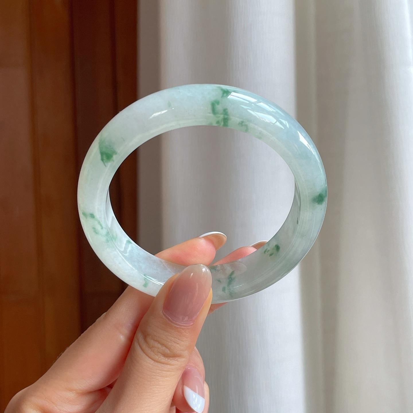 糯冰飘花翡翠平安镯（56.5mm)（yc380330）