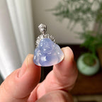 18K金钻镶糯冰种紫罗兰佛公吊坠（yc257223）