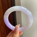 糯冰种紫罗兰翡翠圆条手镯（57mm）（yc200130）