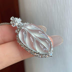 18k金钻镶冰玻种无色翡翠叶子（yc270321）