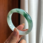 糯冰飘花正圈平安镯 56圈 天然缅甸A货翡翠（yc454482）