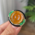 18k金镶冰种黄翡随型戒指         天然缅甸A货翡翠（yc421351）