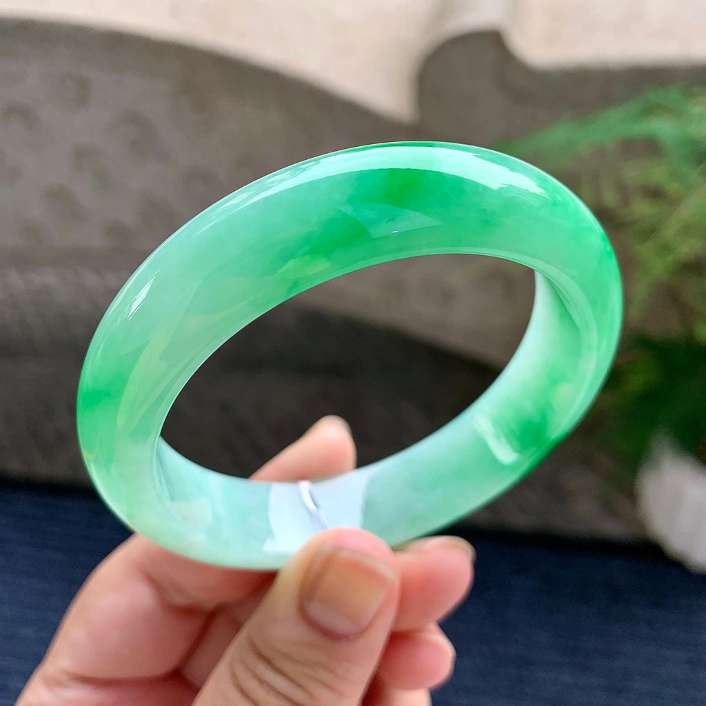 细糯种飘阳绿小宽版轮胎手镯（57.4mm）（yc233923）
