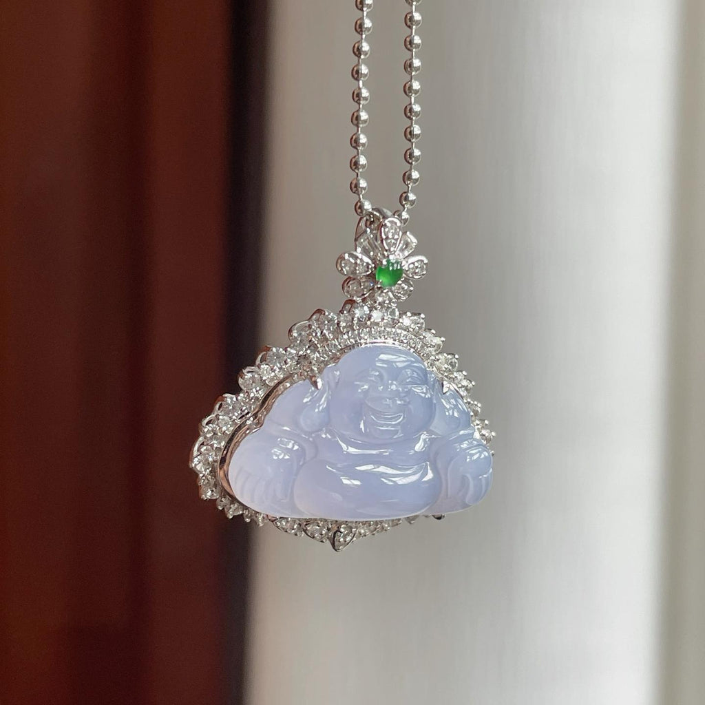 18k金钻镶冰种紫罗兰翡翠佛公（yc185584）