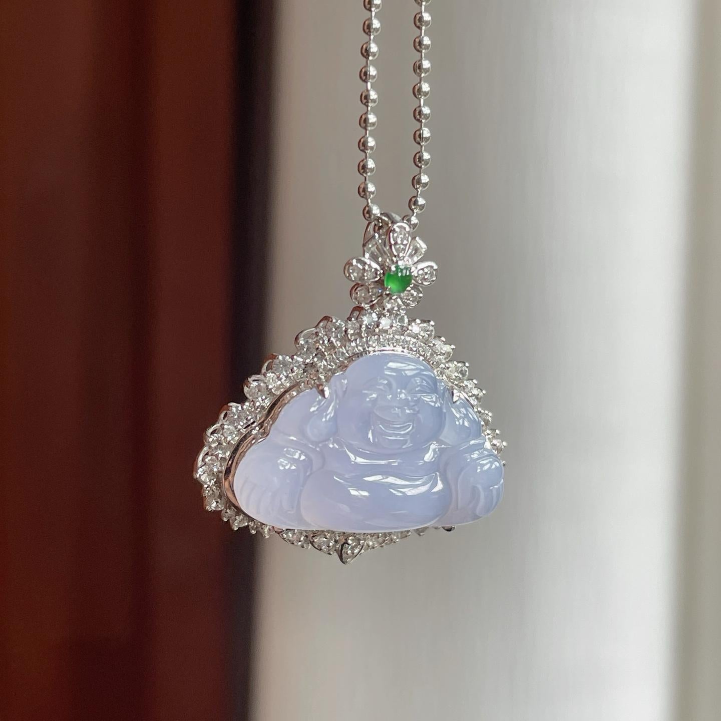 18k金钻镶冰种紫罗兰翡翠佛公（yc185584）