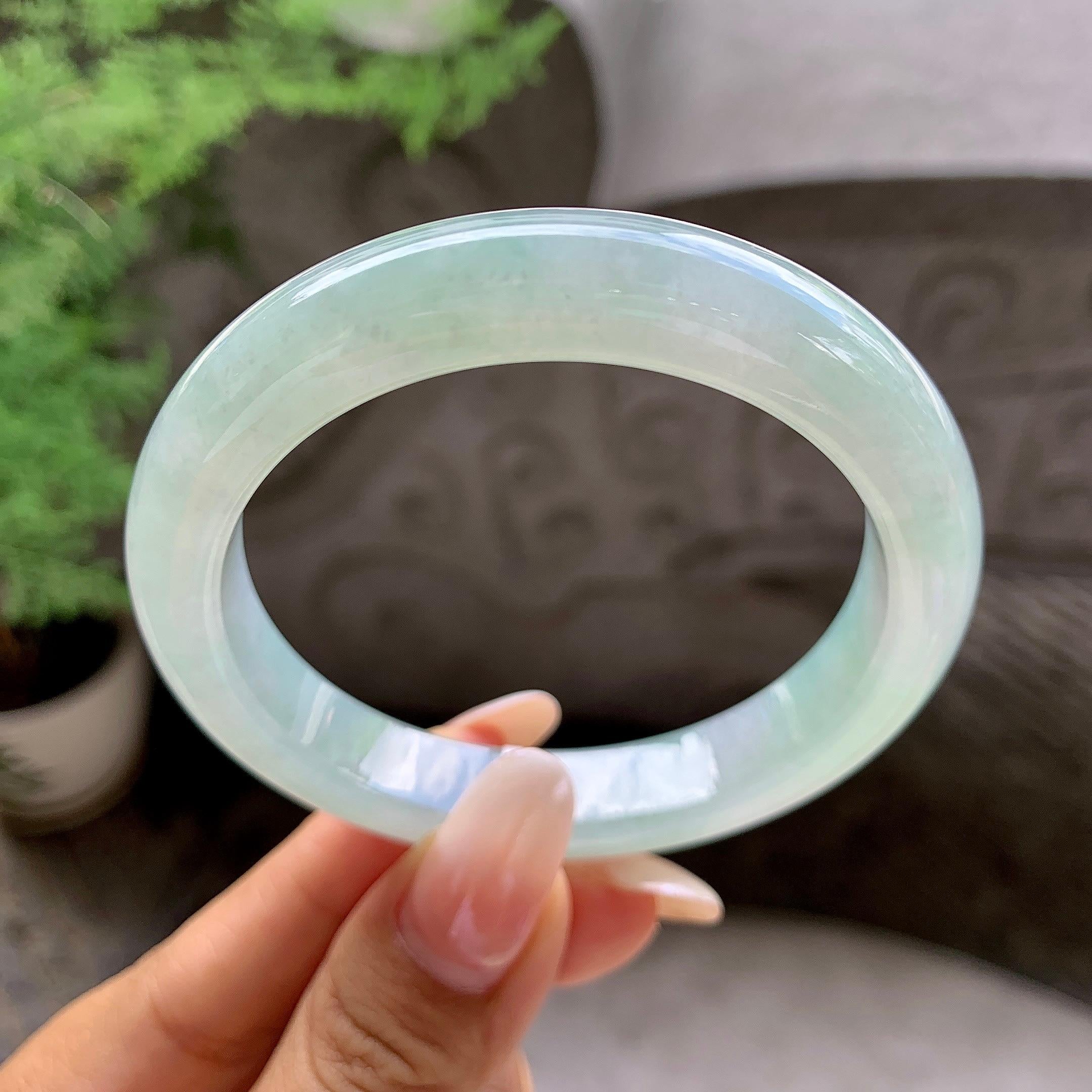 细糯种淡晴底平安镯（54.2mm）（yc203712）