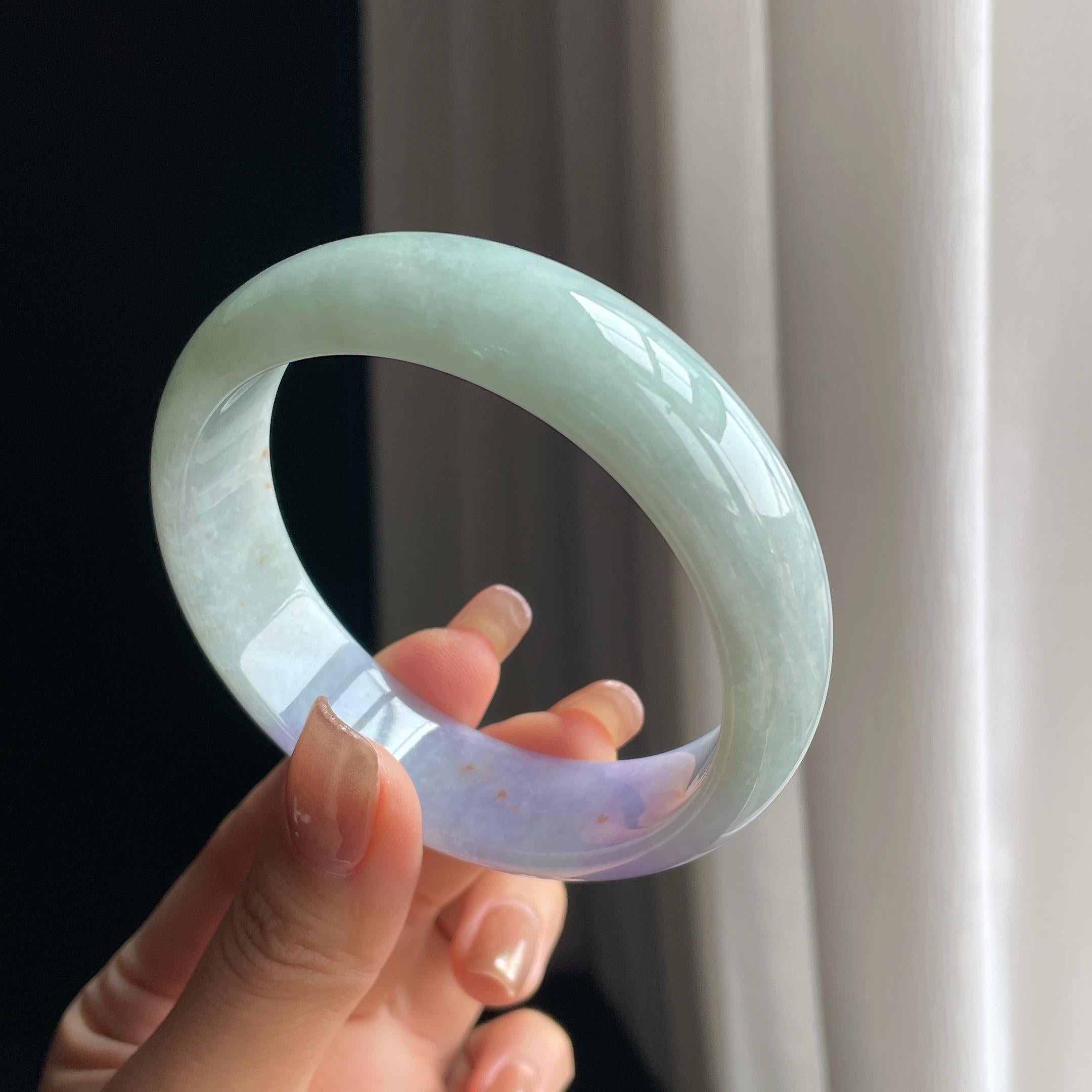 糯冰紫罗兰宽版翡翠平安镯（62mm）（yc373567）