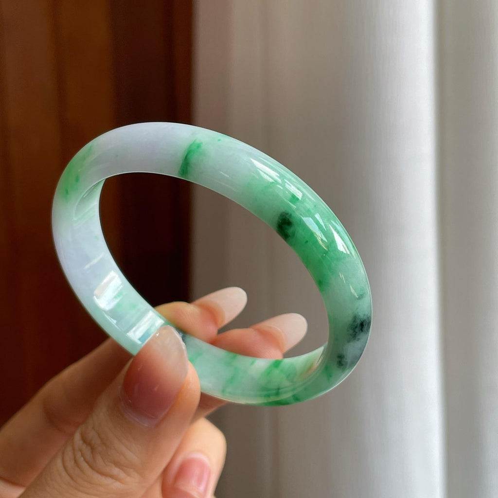 糯冰带色贵妃翡翠手镯（53.5mm）（yc312845）