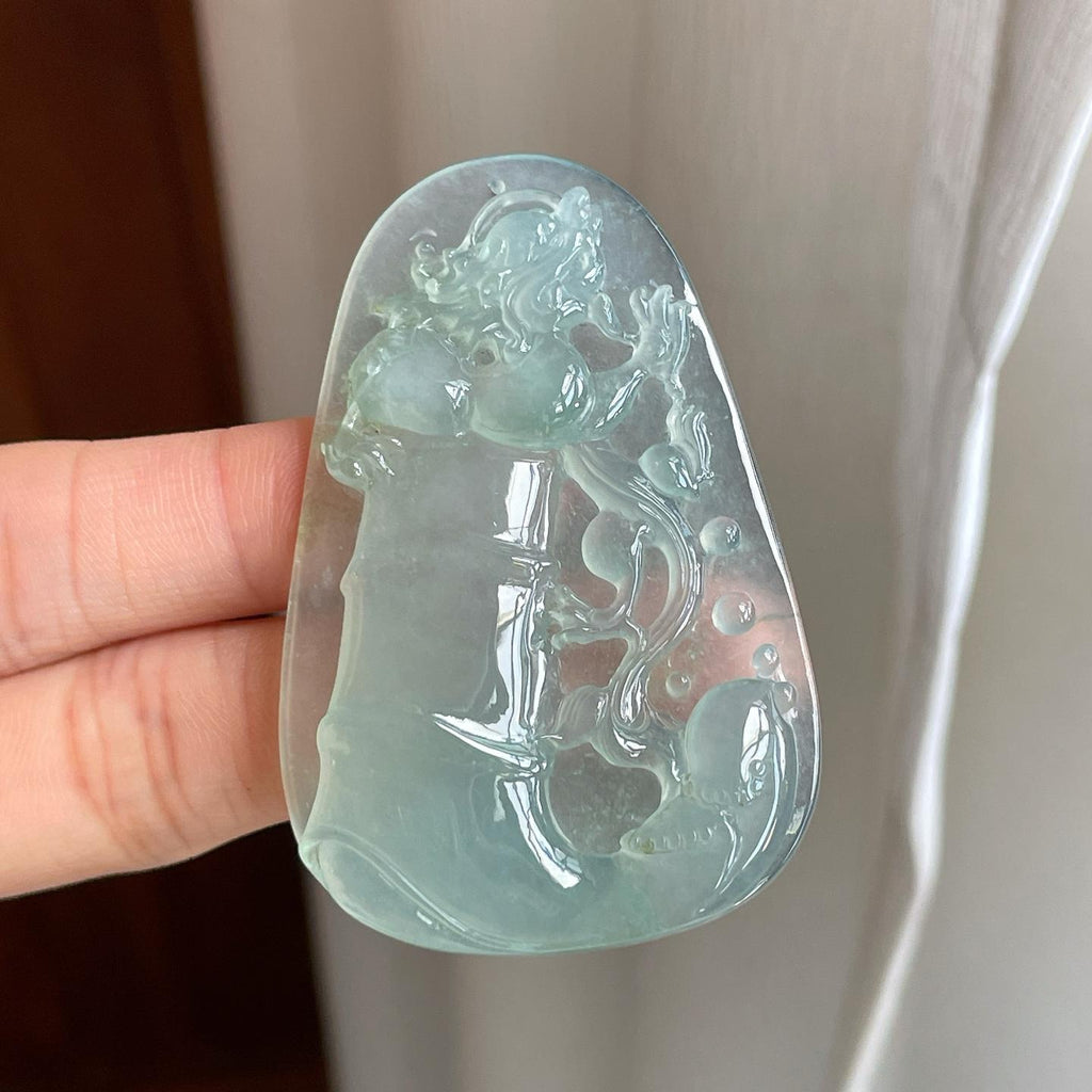 冰种晴底翡翠竹节牌子（yc302100）