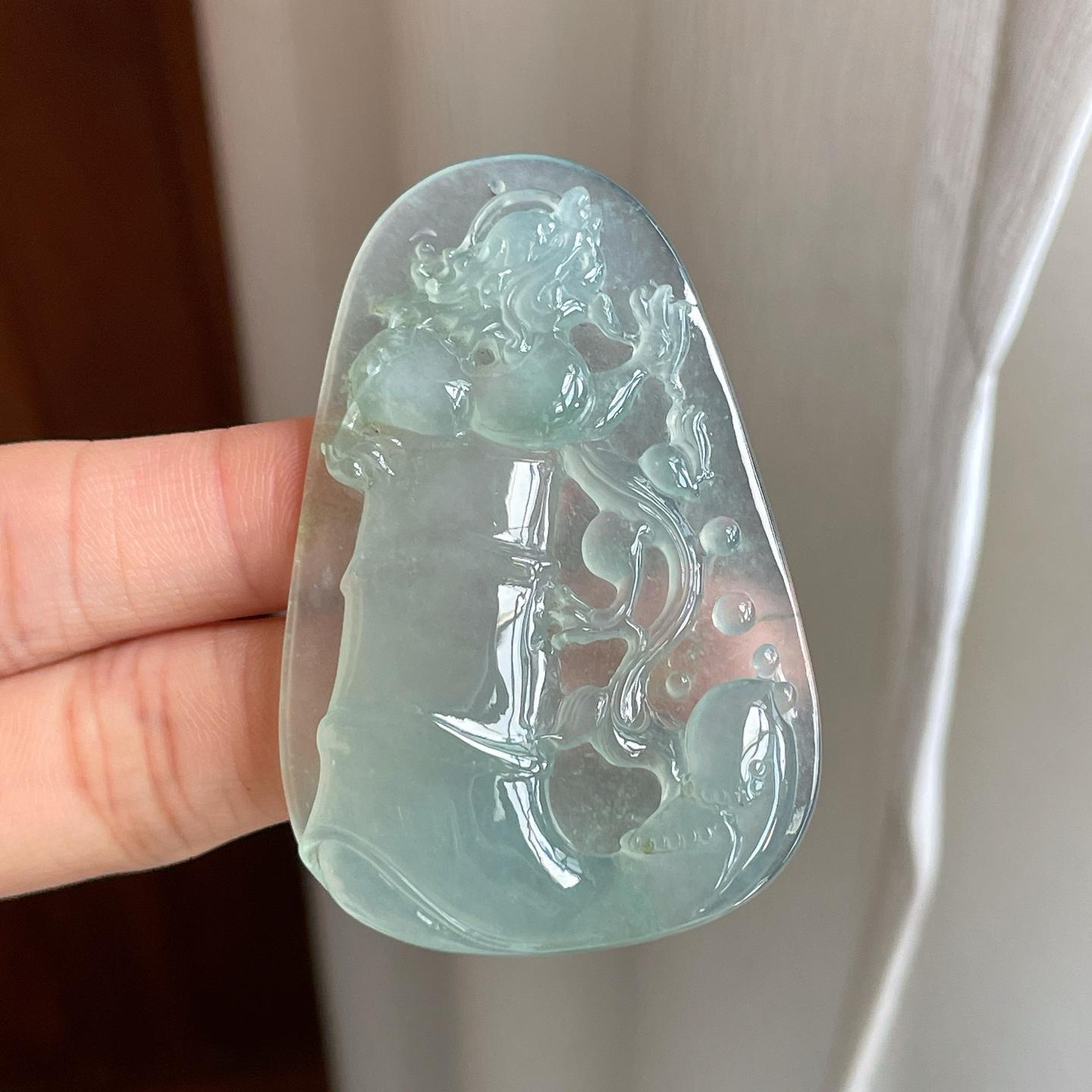冰种晴底翡翠竹节牌子（yc302100）