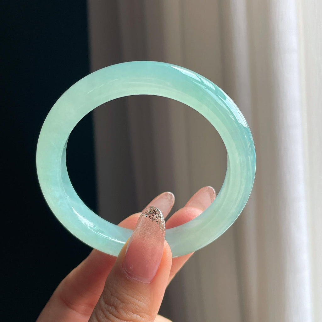 冰种晴绿底翡翠平安镯（52.5mm）（yc361648）