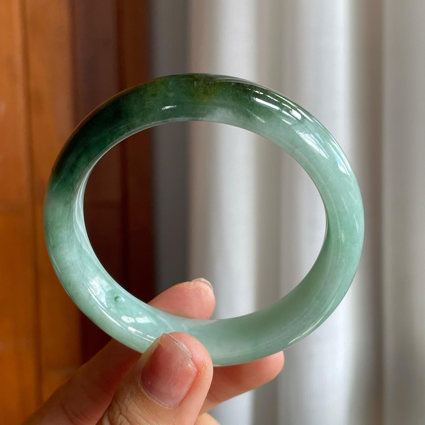 糯冰半山半水翡翠平安镯（55.5mm）（yc215238）