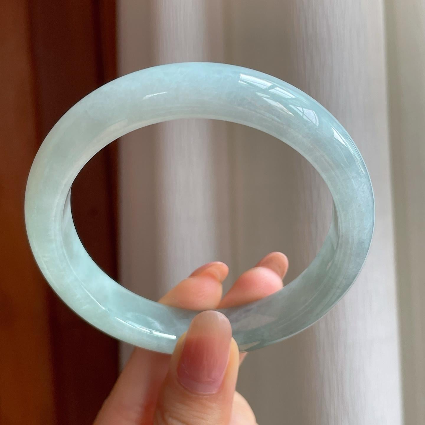 糯冰飘花翡翠平安镯（60mm)（yc350504）