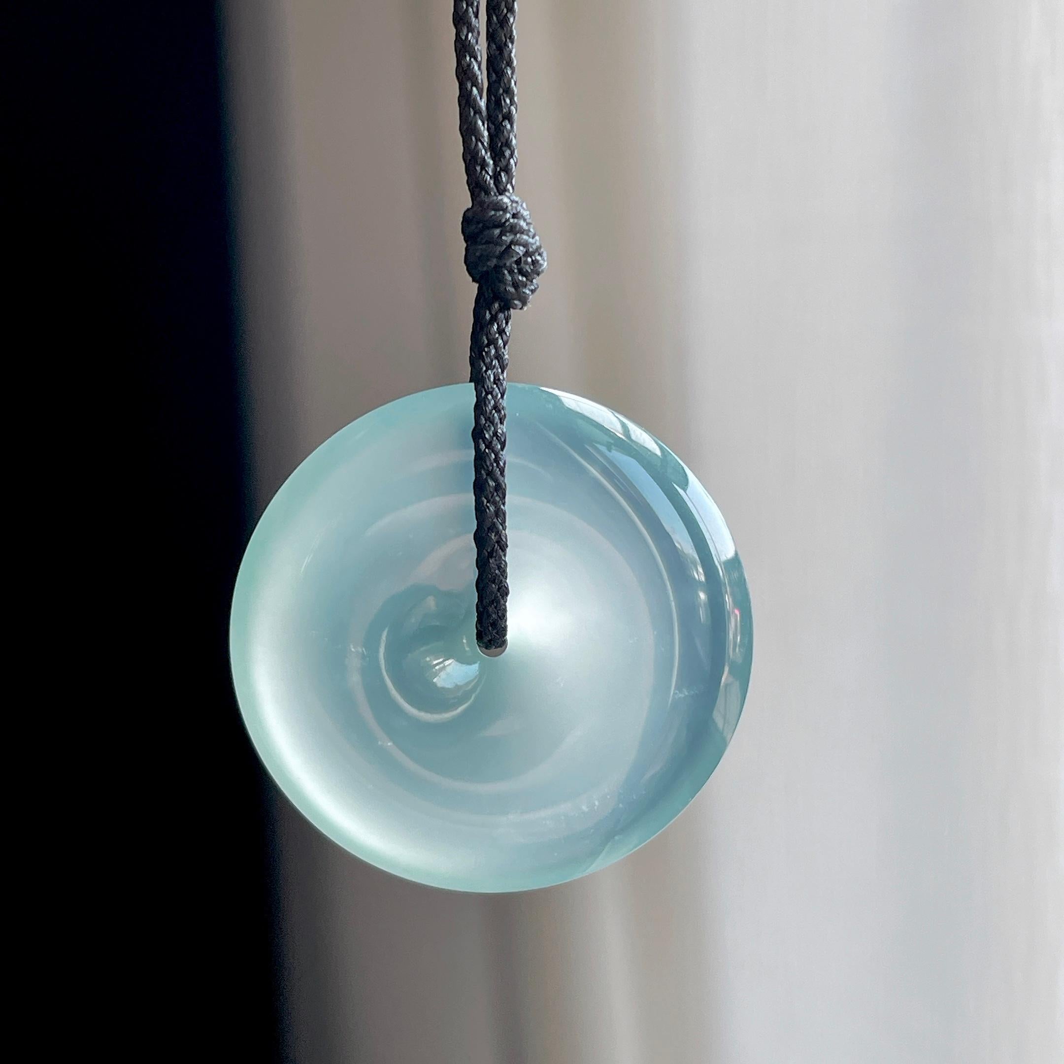 冰玻种蓝底翡翠平安扣（yc349438）