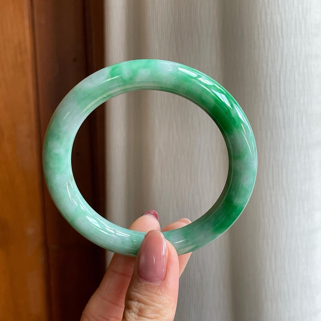 糯冰带底色翡翠美人条手镯（54.6mm）（yc295808）