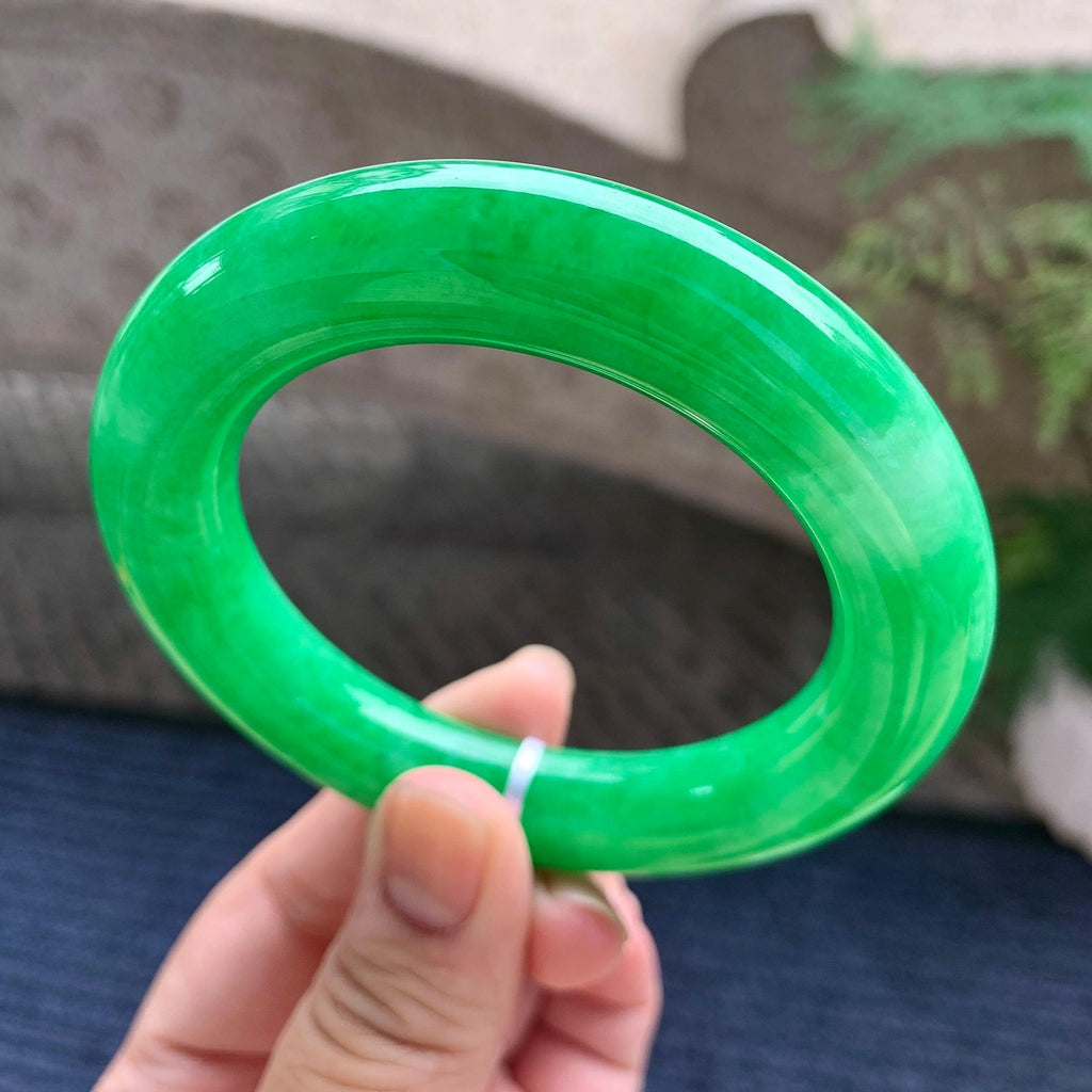细糯种满绿圆条手镯（55.6mm）（yc233905）