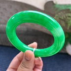 细糯种满绿圆条手镯（55.6mm）（yc233905）